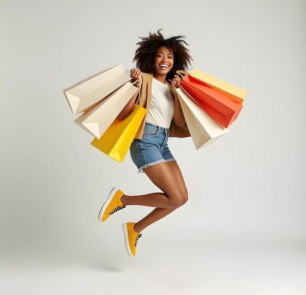 Excited woman shopping